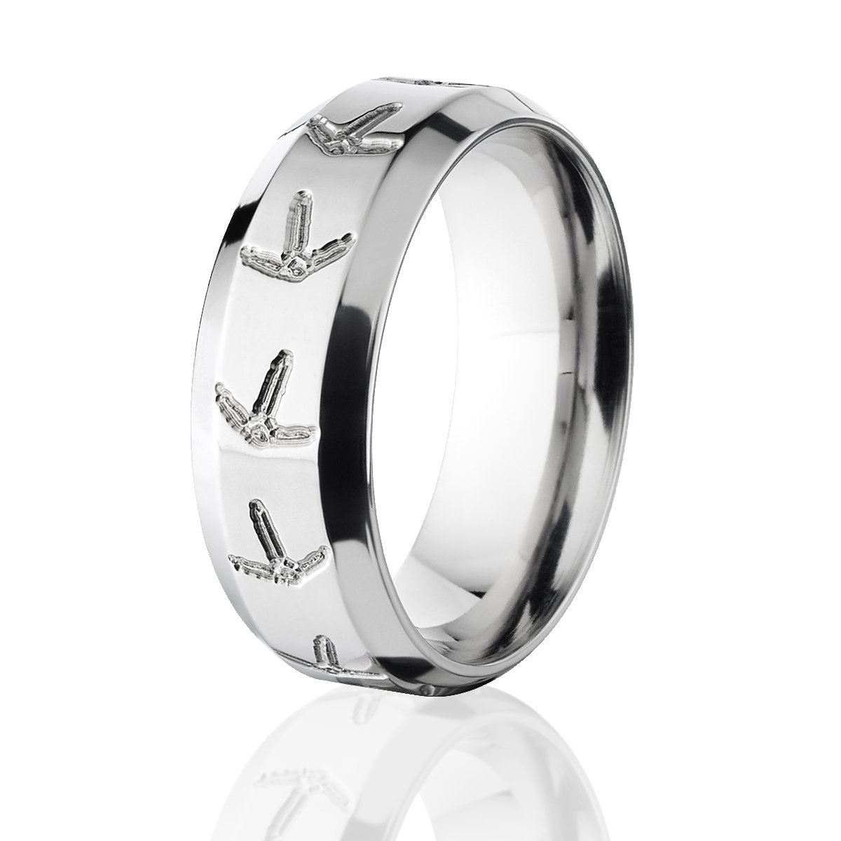 Premium Titanium Hunting Ring - Turkey Track Animal Jewelry for Men, Durable USA Made Wedding Band - Perfect for Outdoor Enthusiasts & Nature Lovers