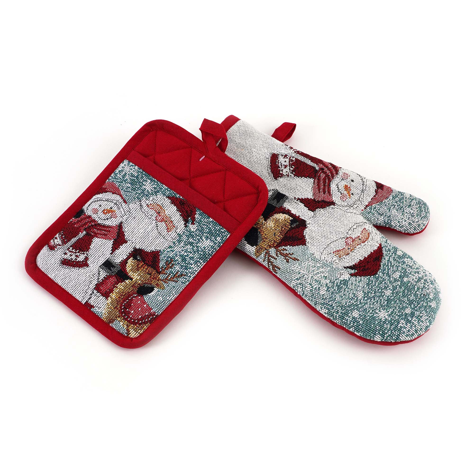 2-Piece Christmas Whimsy Characters Oven Mitt and Pot Holder Set - Holiday Kitchen Safety for Baking & Cooking - Perfect for Christmas Decor & Gift Giving