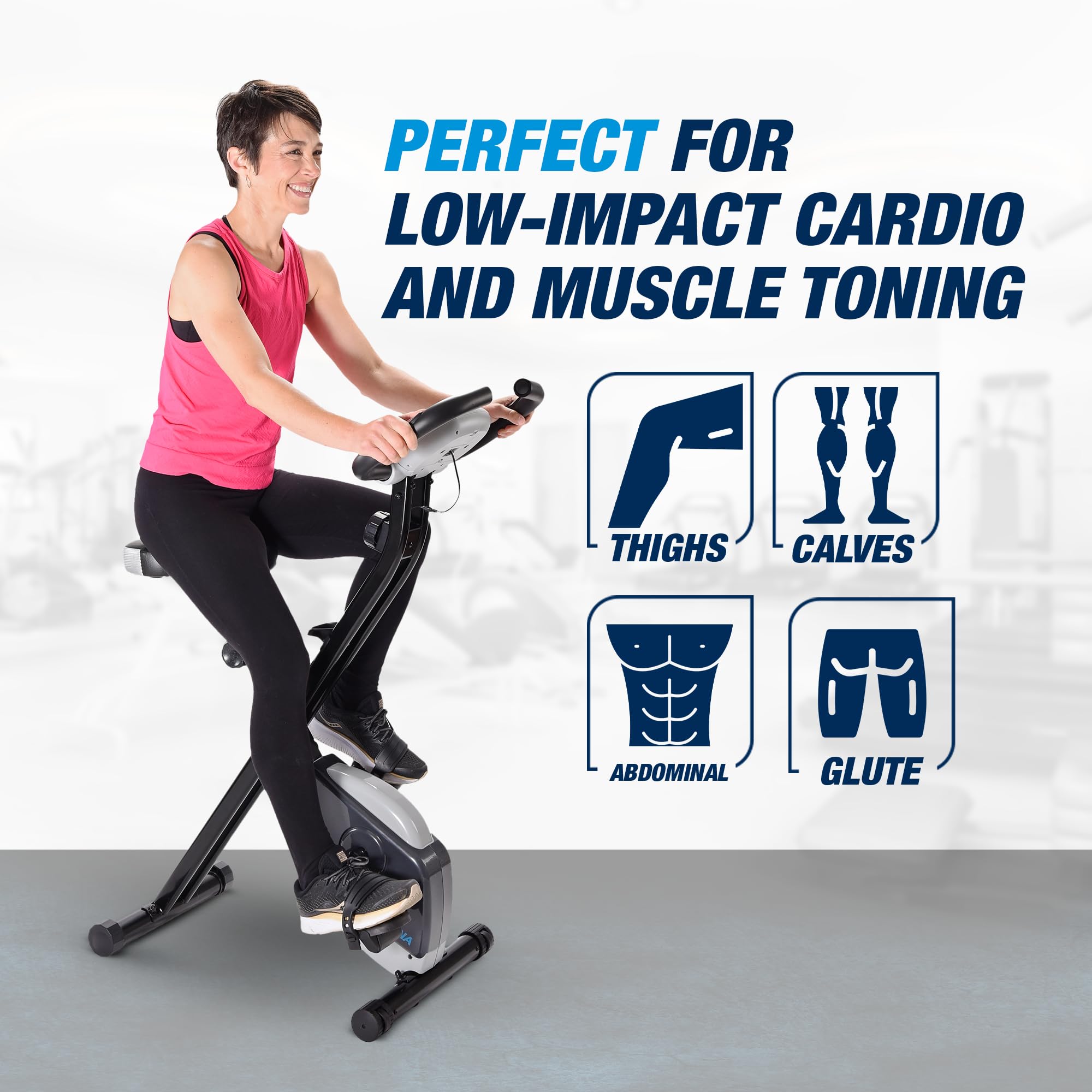 Stamina 182 Folding Exercise Bike - Foldable Stationary Bike for Home Workouts with Smart Fitness App, 250 lbs Weight Capacity - Perfect for Small Spaces, Cardio Training & Indoor Cycling (Black)