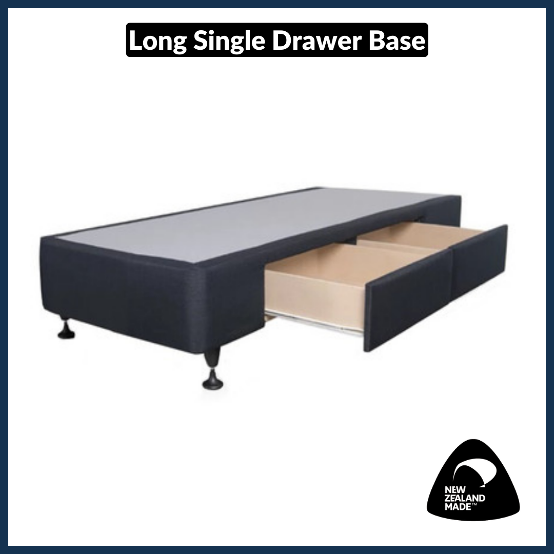 Deep Drawer Bed Base - Long Single Size, NZ Made - Perfect for Small Bedrooms & Guest Rooms