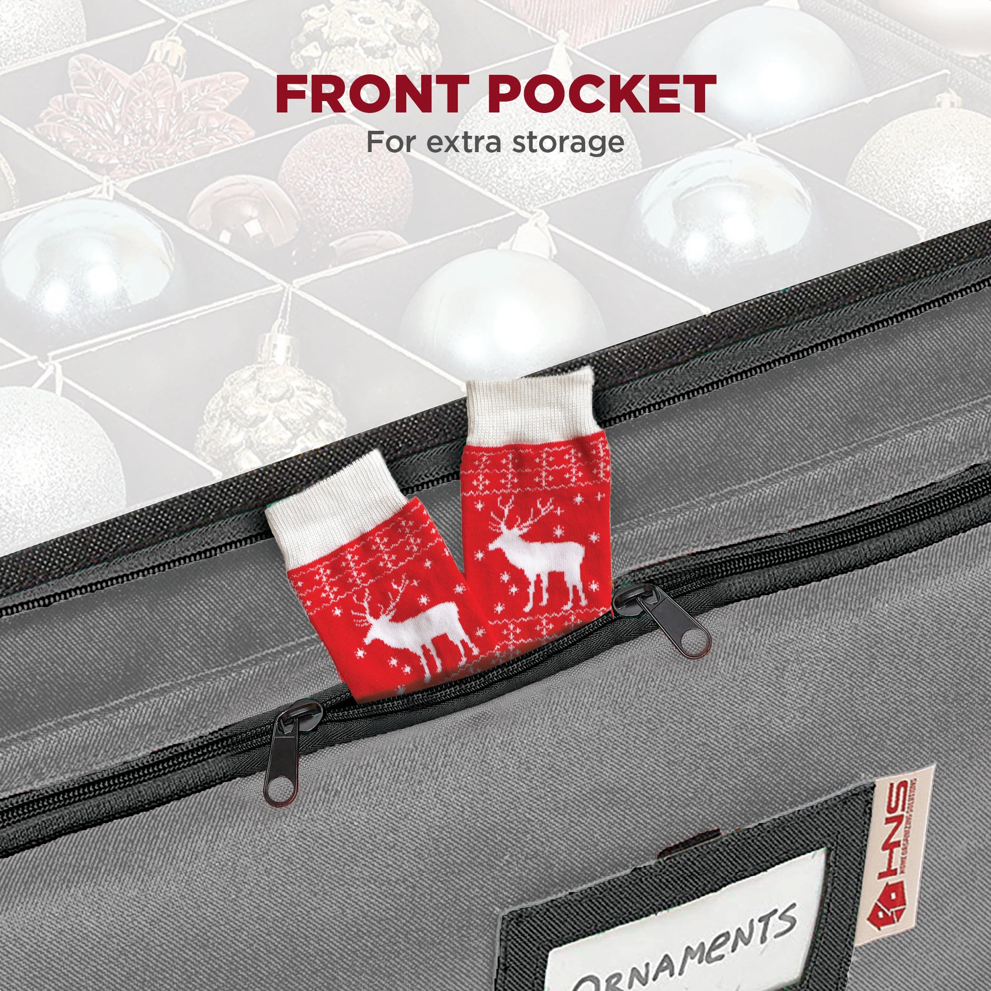 Premium Christmas Ornament Storage Box - 72 Ornaments & 6 Side Slots - Durable 600D Canvas - Perfect for Holiday Decor Organization