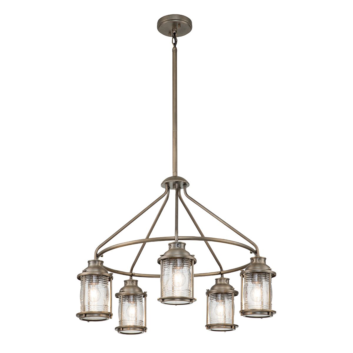 Ashland Bay 5-Light Outdoor Chandelier in Burnished Bronze & Weathered Zinc - IP44 Rated, E27 Socket - Perfect for Patio, Garden & Porch Lighting