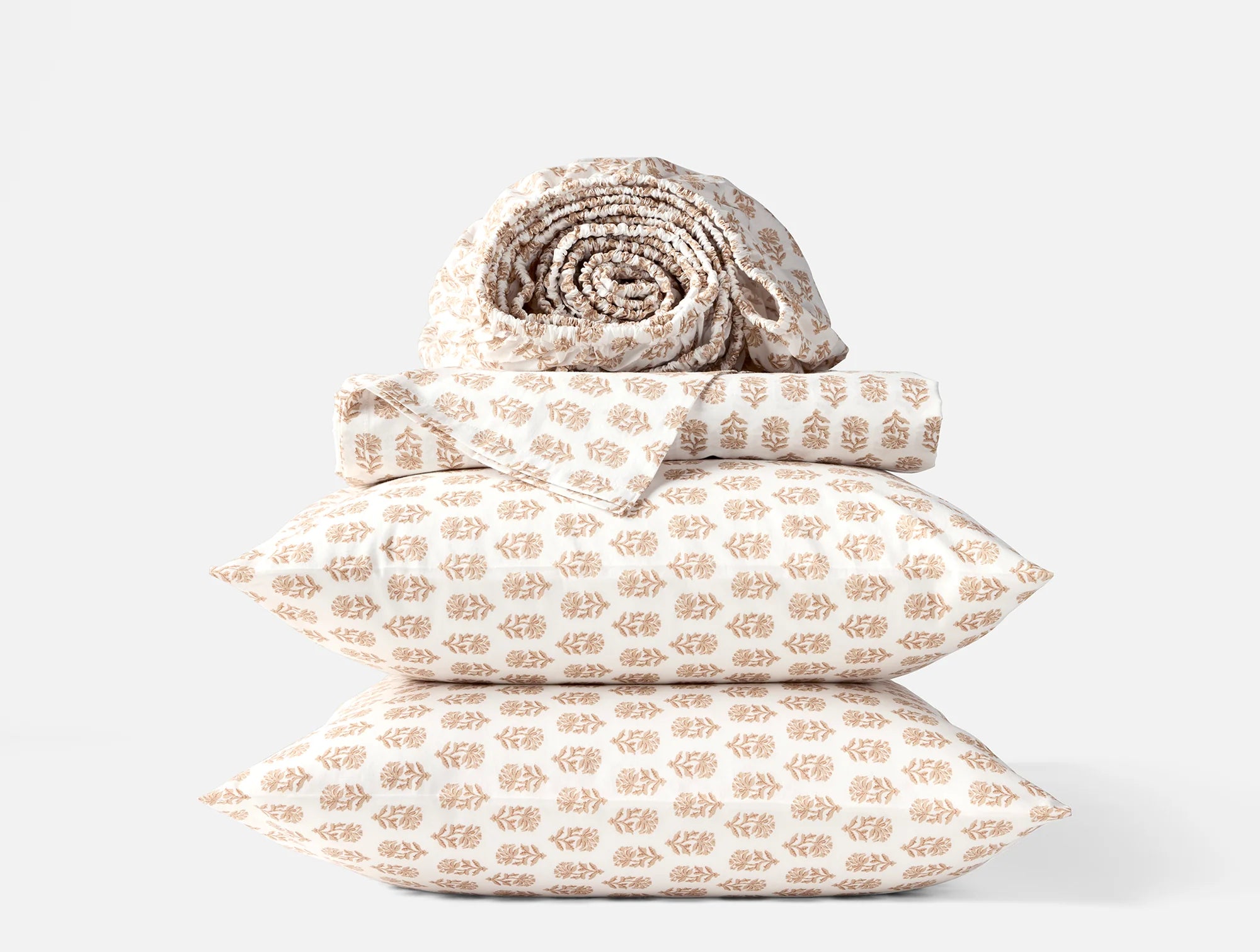 Organic Crinkled Percale Sheet Set - 100% Cotton, Breathable & Soft Bed Sheets for All Seasons - Perfect for Home, Hotel, and Airbnb Use