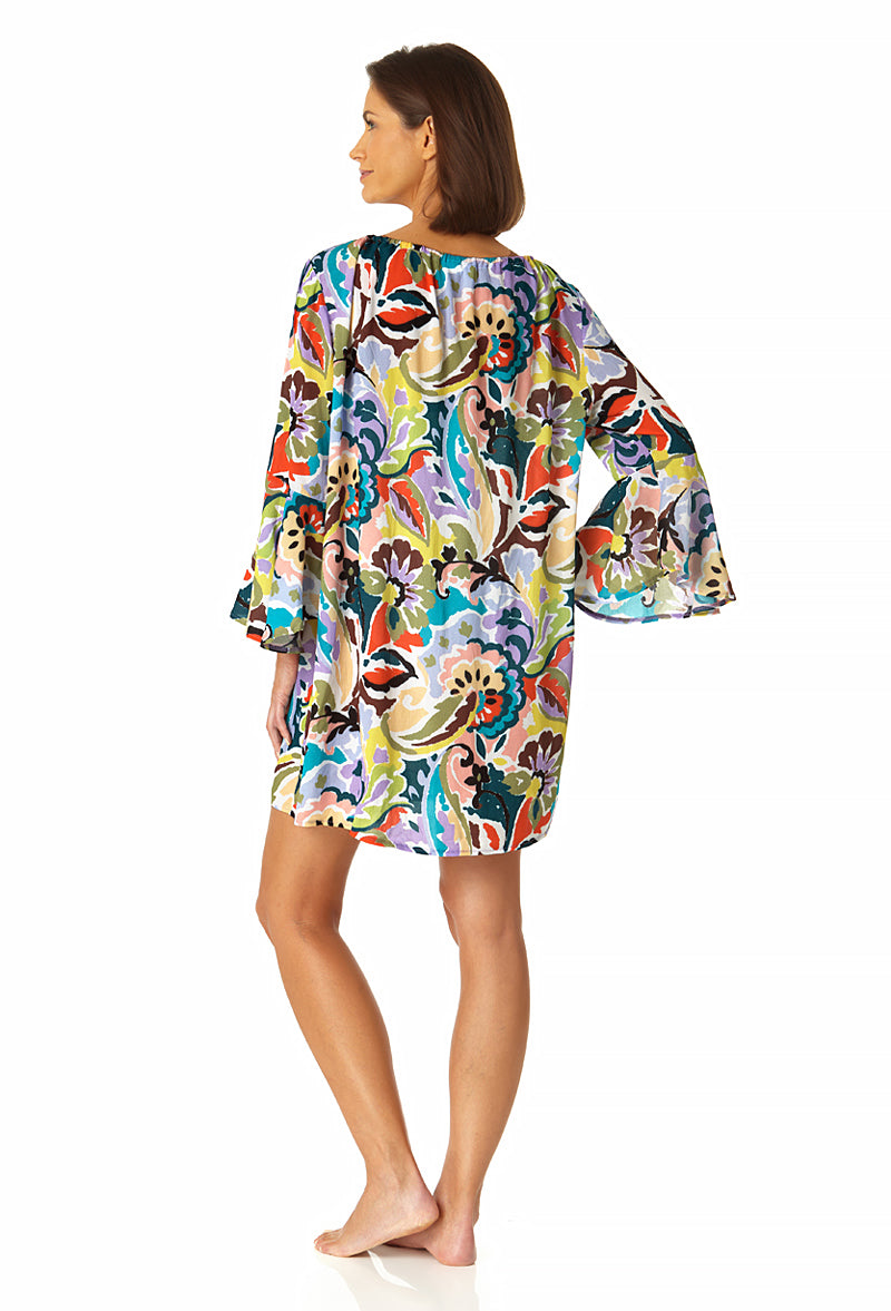 Anne Cole Women's Bell Sleeve Tunic Swimsuit Cover Up - Stylish Beachwear for Poolside, Vacation & Summer Outings