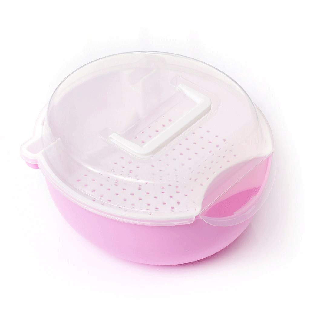 GPPZM Pink Fruit Plate with Drain Holes - Double Layer Snack Storage Container for Kitchen, Picnic, and Party Use