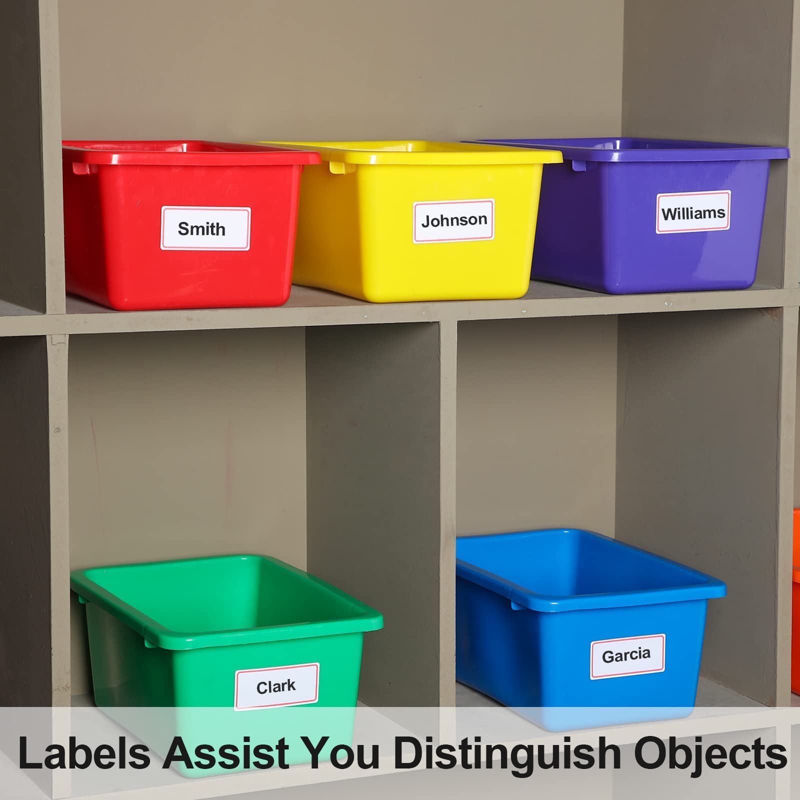 Outus 24-Piece Plastic Storage Bins Set - Stackable Classroom Organizers with 120 Labels for Books, Toys & Supplies - Perfect for School, Office, Home & Library Organization (6 Colors)
