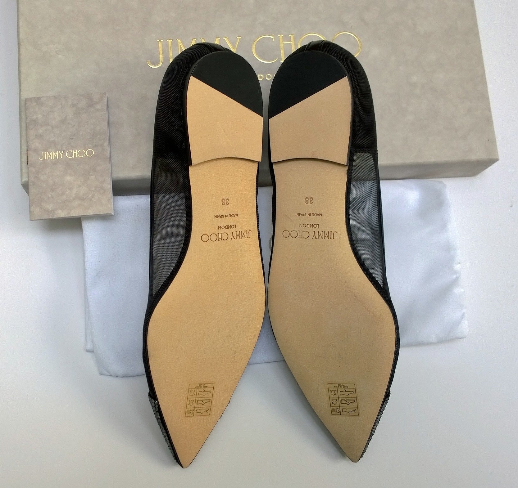 Jimmy Choo Amika Black Mesh Rhinestone Flats - Elegant Women's Dress Shoes for Parties, Weddings & Evening Events