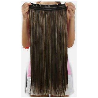 Japanese Kanekalon Heat-Resistant Straight Hair Extensions for Women - 24 Inch Brown Golden Highlighter with 5 Clips | Perfect for Cosplay, Daily Styling & Special Occasions