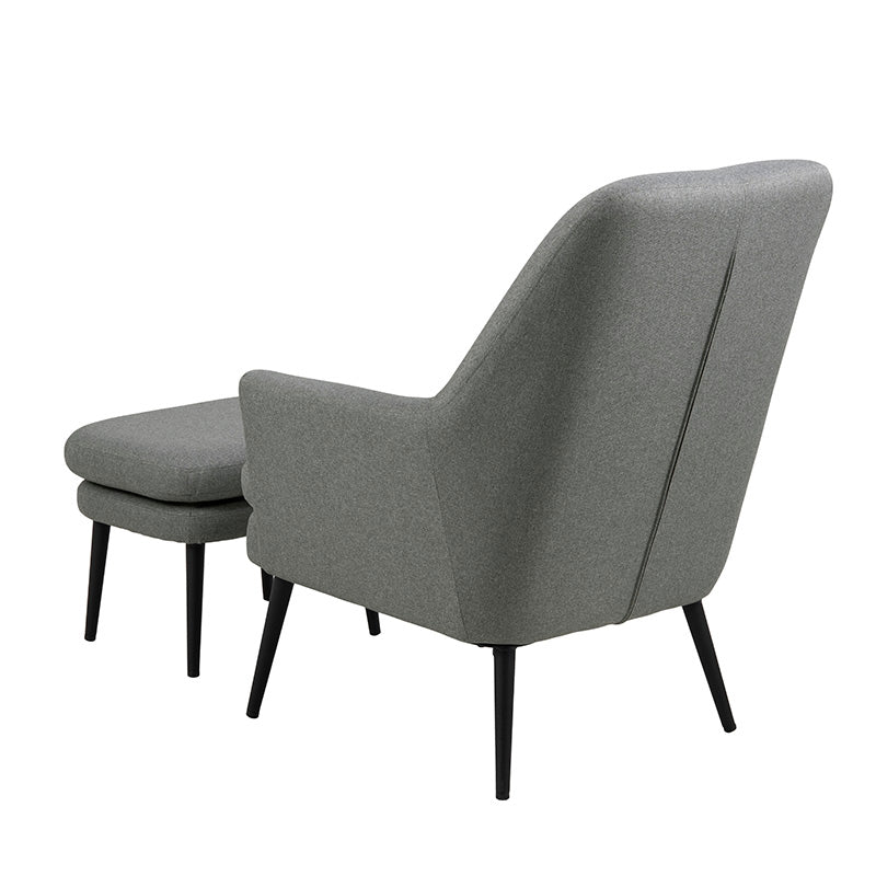 Modern KENDRA Lounge Chair with Footstool - Grey Accent Chair for Living Room, Bedroom, or Office - Comfortable Reading & Relaxation Chair for Home Decor