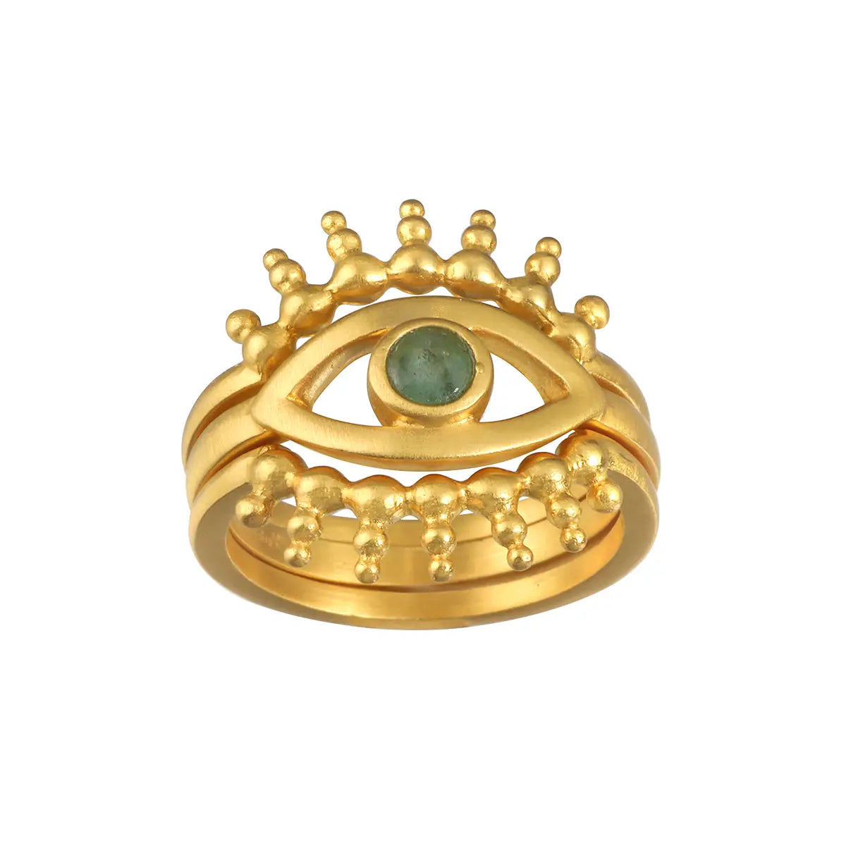 Emerald Evil Eye Protection Ring - Sterling Silver or Gold Plated for Women - Perfect for Spiritual Healing, Warding Off Negativity & Fashion Accessory