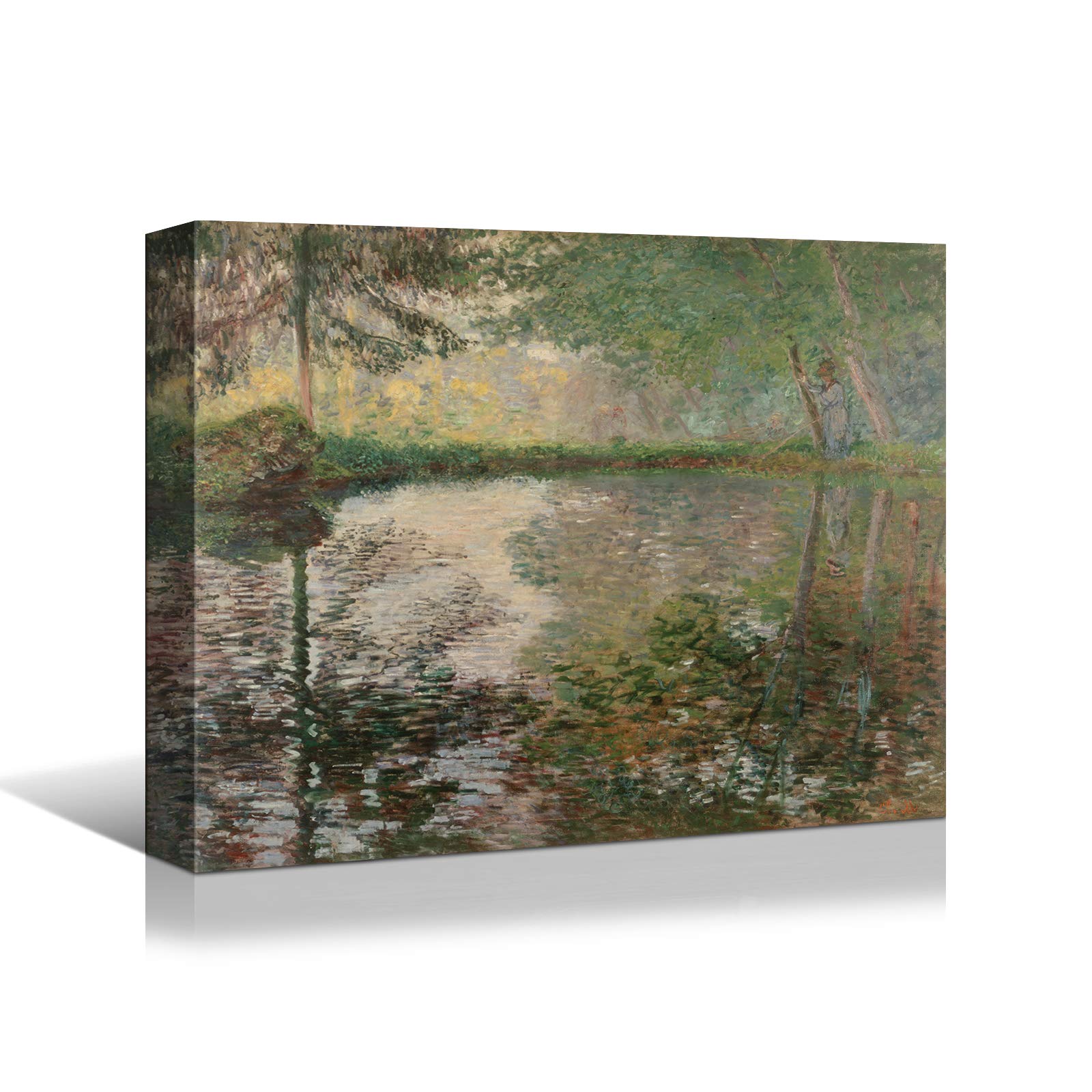 Looife Monet Oil Painting Reproduction - 24x20 Inch Famous Pond at Montgeron Canvas Wall Art, Giclee Print for Living Room, Bedroom & Office Decor | High-Quality Handmade Artwork