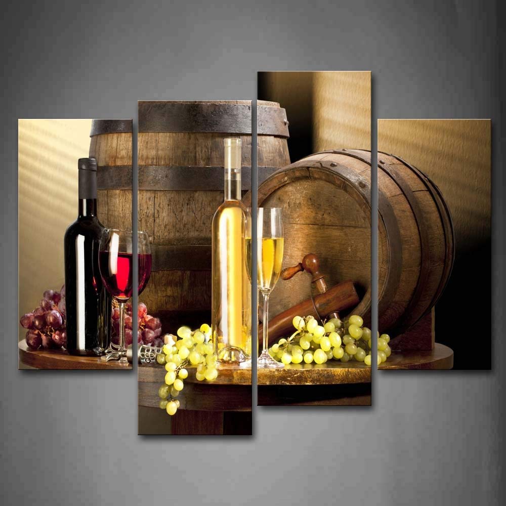 Premium Grape Wine Wall Art Canvas Print - Modern Kitchen & Home Decor Painting | Large Size for Dining Room, Bar, or Living Room Wall Decoration