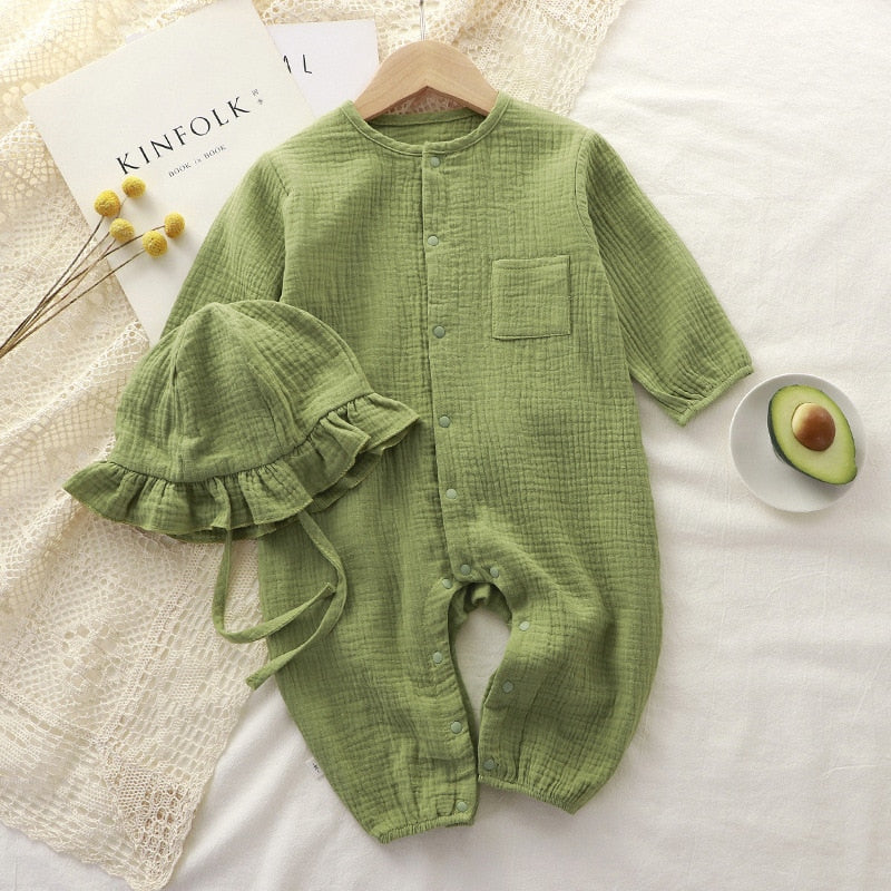 Stylish & Comfortable Muslin Romper Set for Baby Girls & Boys - Soft Breathable Cotton Outfit for Playtime, Sleepwear & Photo Shoots