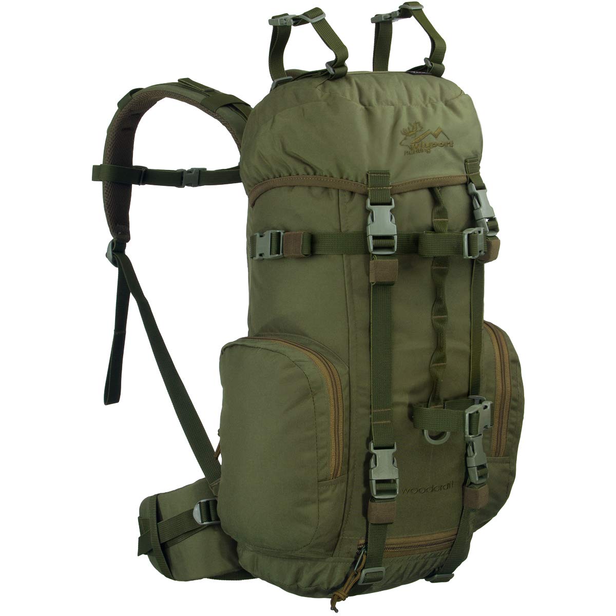 Premium Olive Green Woodcraft Rucksack - Durable Hiking Backpack for Outdoor Adventures, Camping & Travel