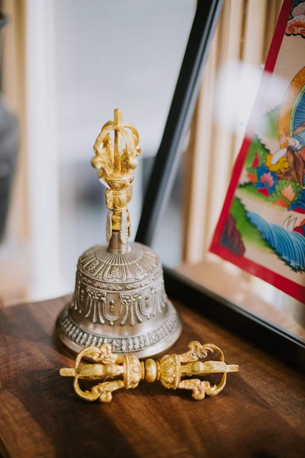 Premium 14K Gold Plated Tibetan Bell and Dorje Set - Authentic Buddhist Ritual Instruments for Meditation, Yoga & Spiritual Healing