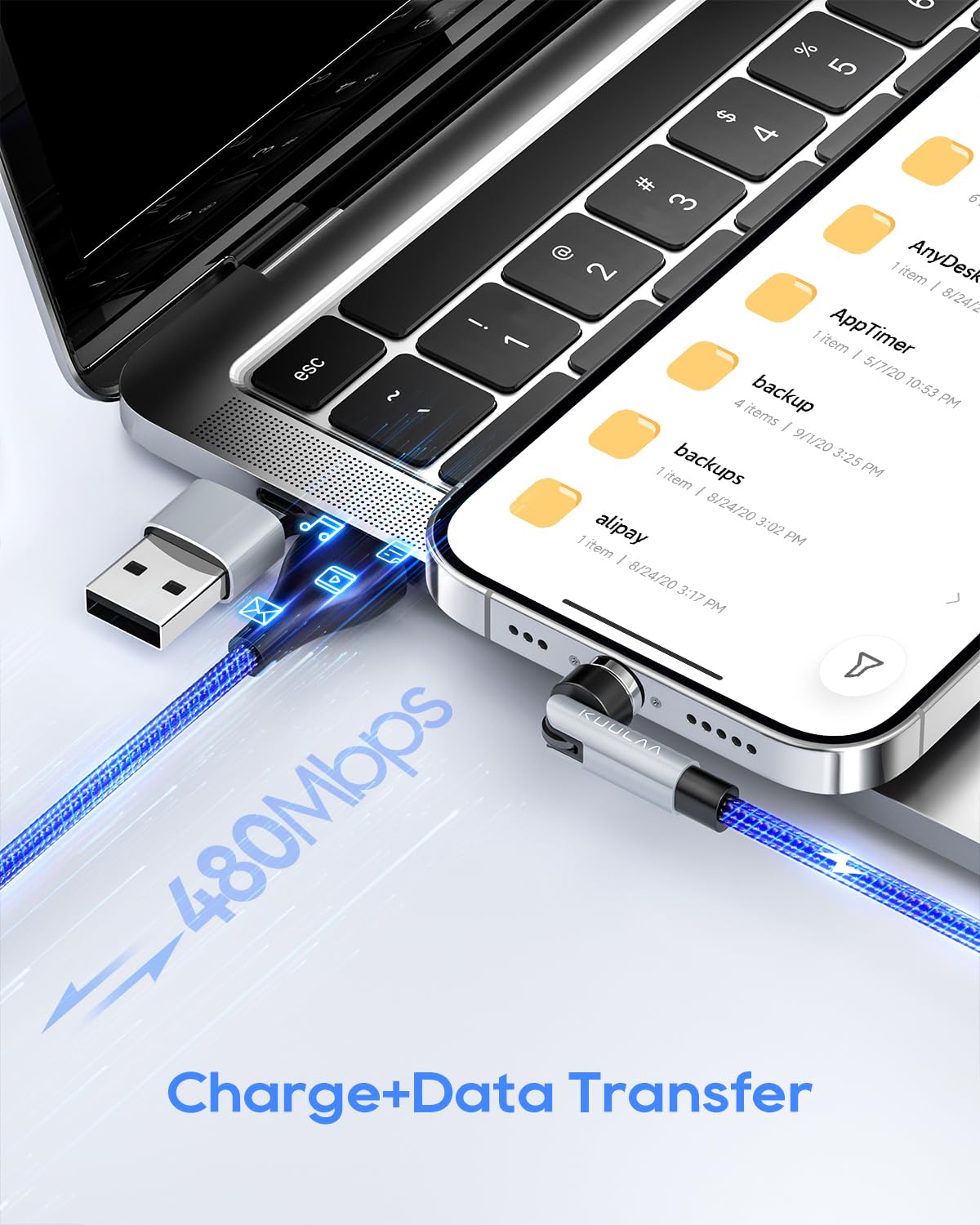 Kuulaa 6-in-1 Magnetic Charging Cable 1M - Fast Charging USB C/Micro USB/i-Product Compatible - 540° Rotating & Nylon Braided for Smartphones, Tablets, Laptops - Perfect for Home, Office & Travel Charging