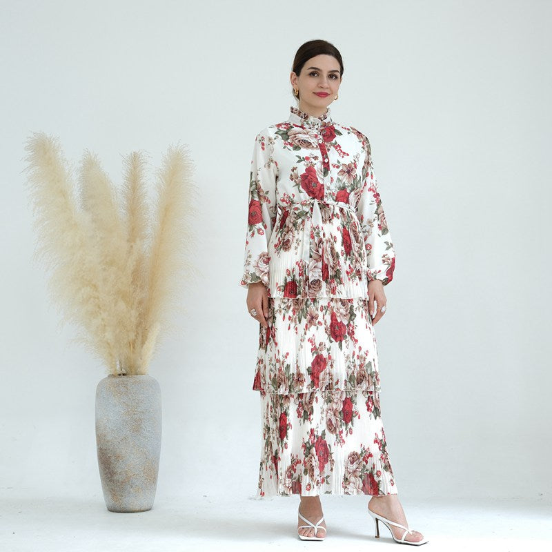 Elegant Muslim Women's Chiffon Printed Abaya Dress for Casual Wear & Party Occasions - Perfect for Daily Outings, Religious Events, and Social Gatherings