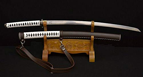 Walking Dead Michonne's Katana Sword - Authentic Damascus Folded Steel Blade for Zombie Apocalypse Survival & Cosplay