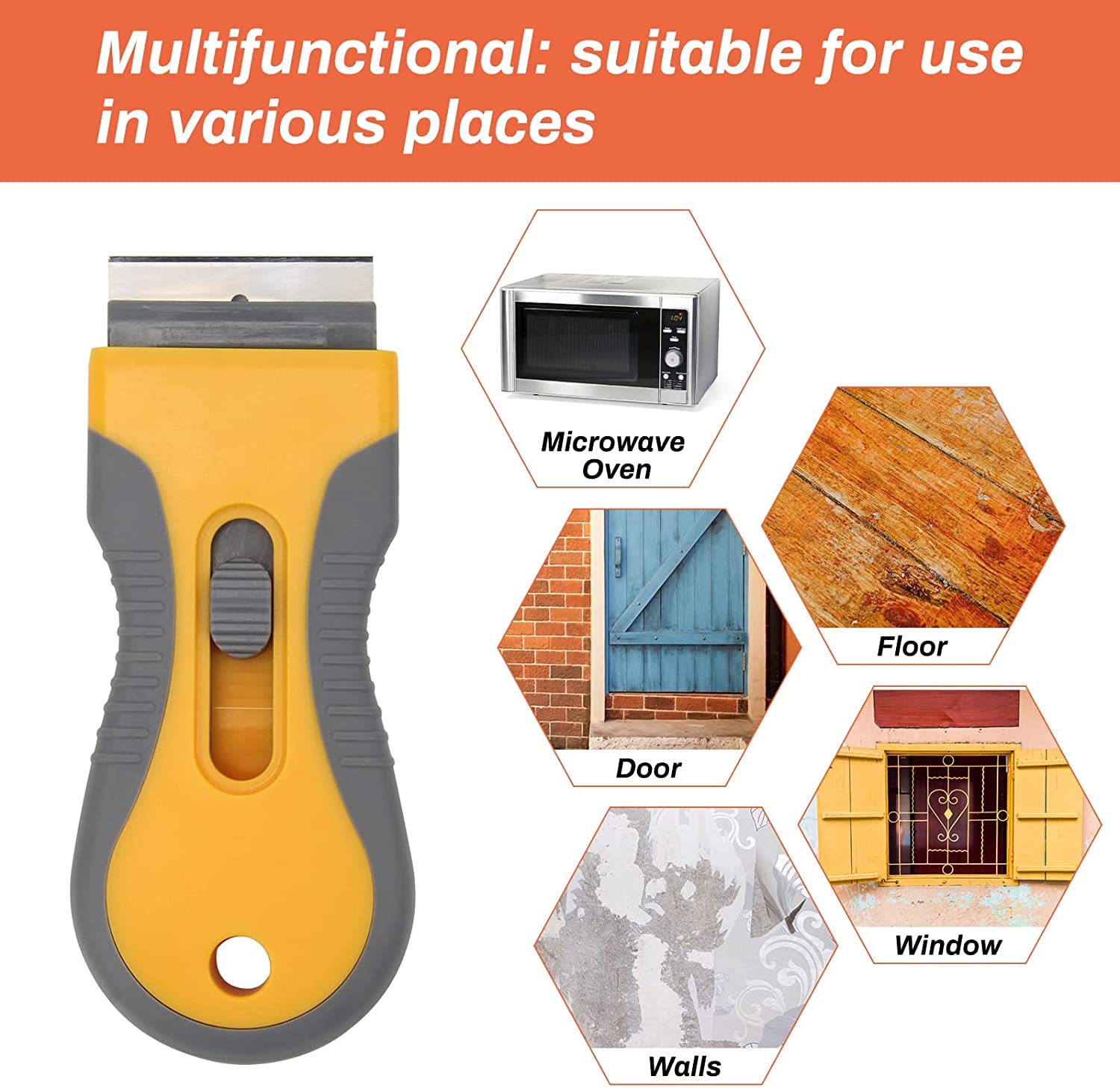 20-Pack Razor Blade Scraper with Extra Blades - Retractable Paint Stripping Tool for Hob, Oven & Glass Cooker Cleaning | Non-Scratch Anti-Slip Window, Wallpaper & Surface Scraper | Perfect for Kitchen, Bathroom & DIY Home Renovation Projects