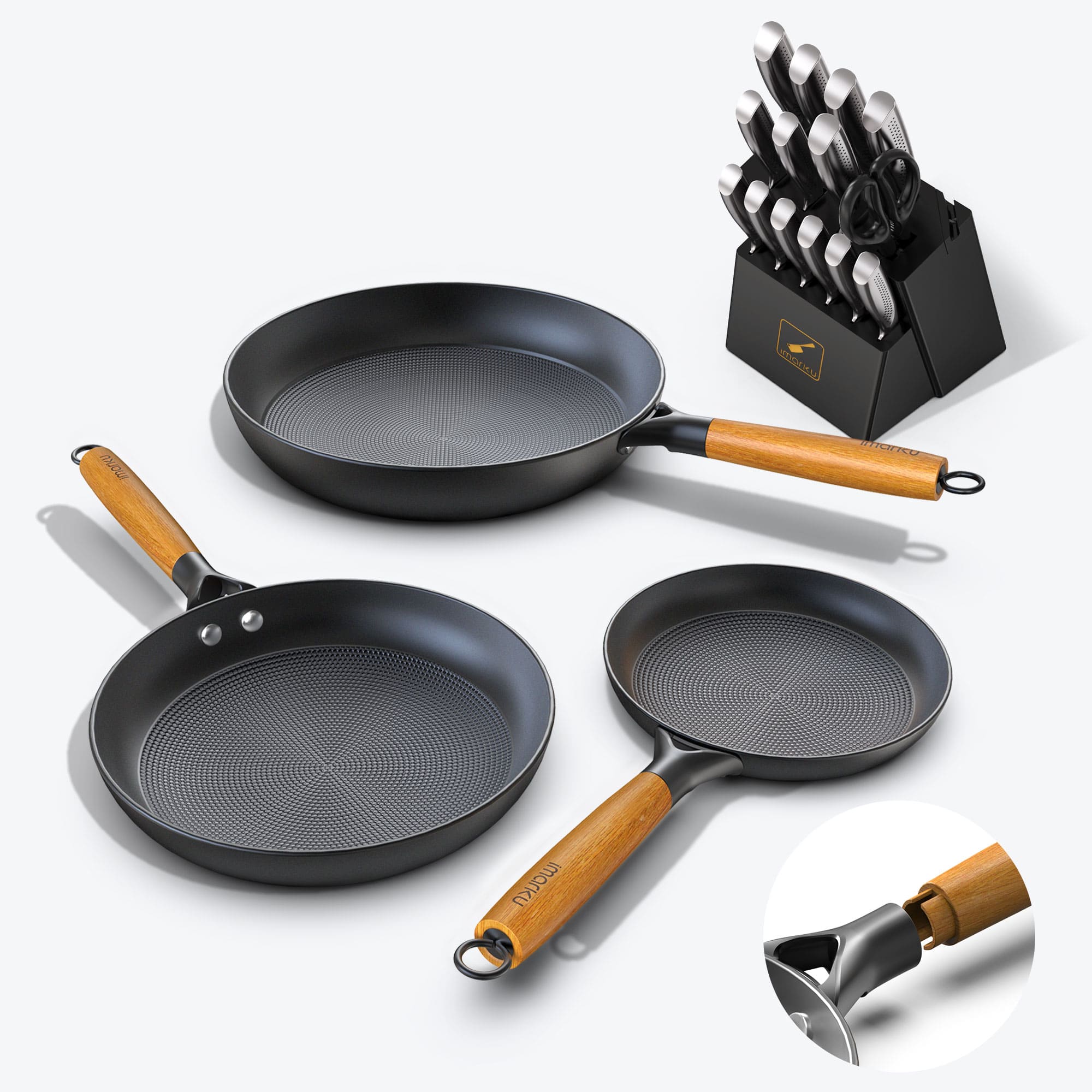 Premium Cast Iron Skillet Set & Japanese Chef Knife Set - Nonstick Cookware & Sharp Kitchen Knives for Searing, Frying & Professional Cooking | Perfect for Home Chefs & Restaurant Use