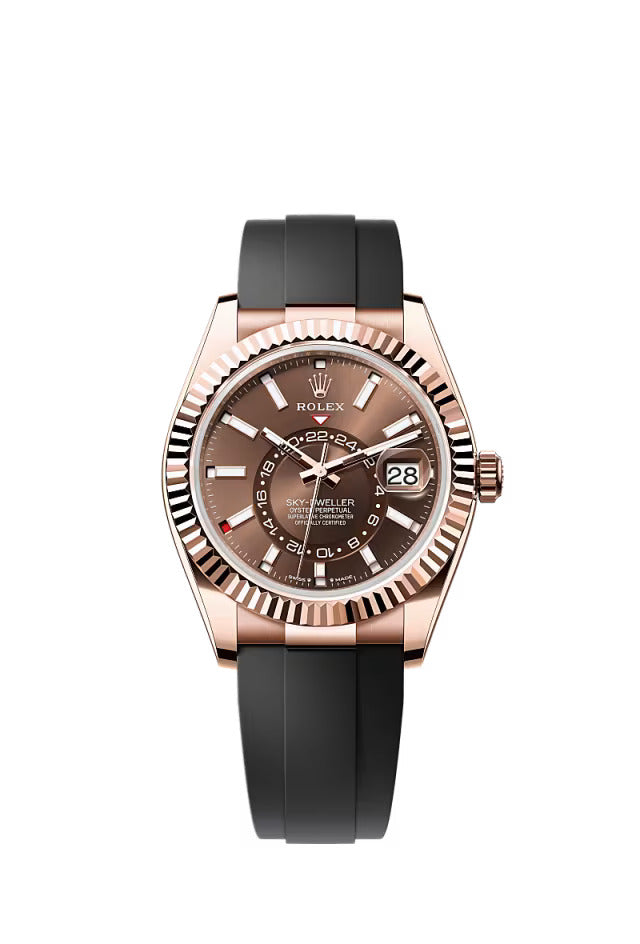 Rolex Sky-Dweller 336235 42mm Everose Gold Watch with Chocolate Dial & Oysterflex Bracelet - Luxury Automatic Watch for Men, Business & Travel Use