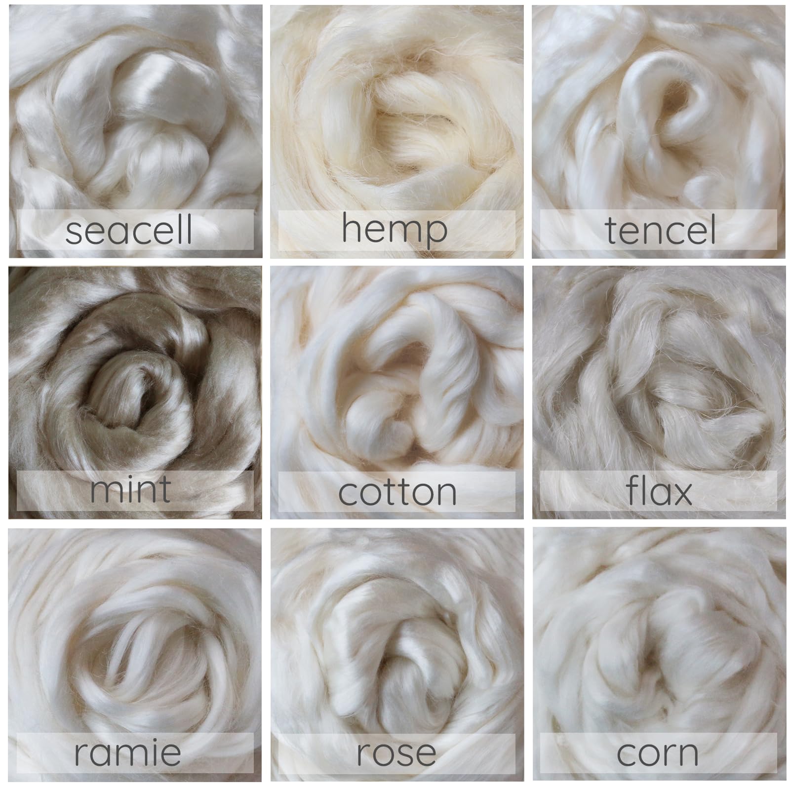 Organic Vegan Plant Fibers for Spinning, Blending & Dyeing - Exotic Variety Pack for Hand Spinners | Perfect for Yarn Crafting, Knitting & Weaving Projects