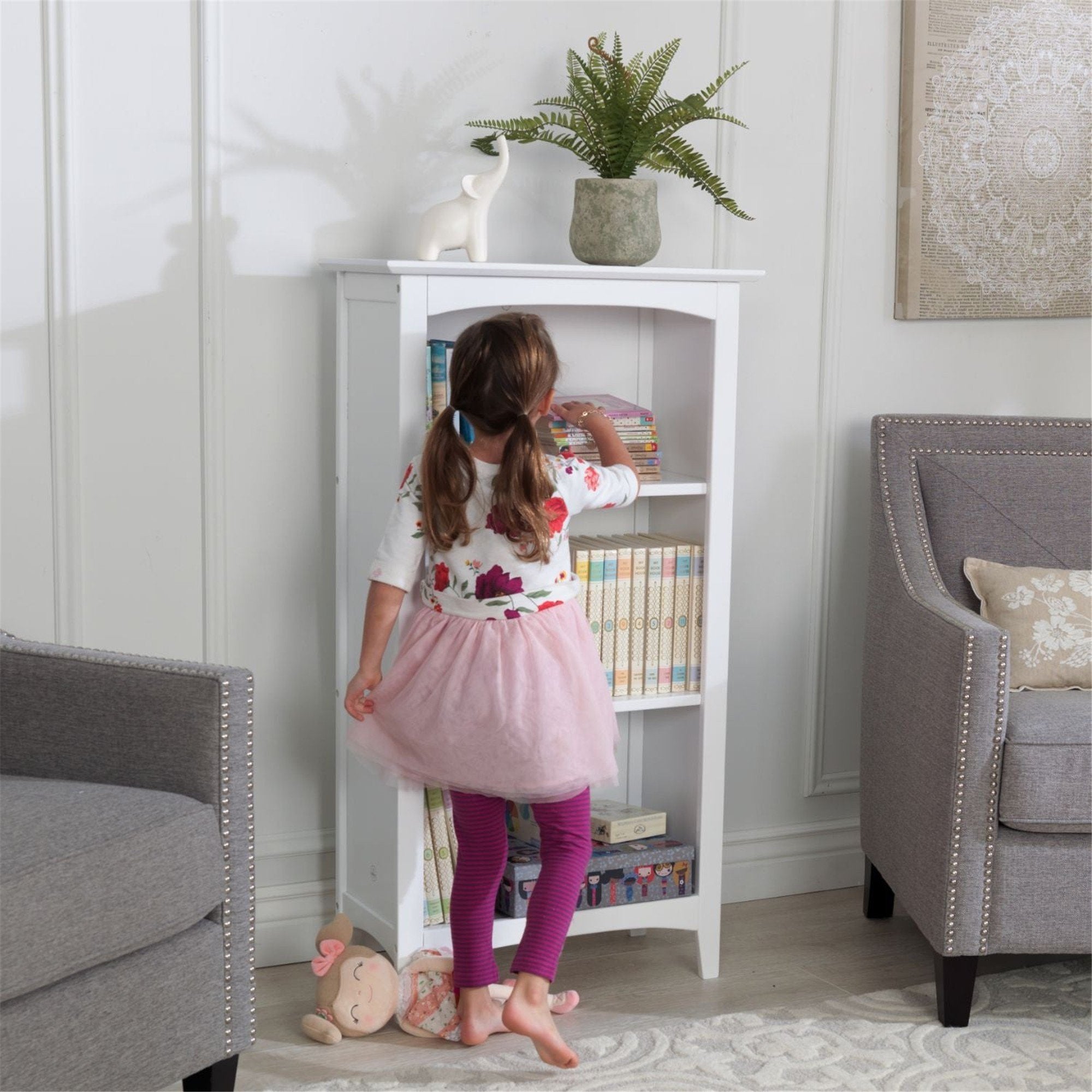 KidKraft Avalon 3-Shelf Bookcase - White Wooden Bookshelf for Kids' Room, Nursery & Playroom Organization | Perfect for Storybooks, Toys & Decor Storage