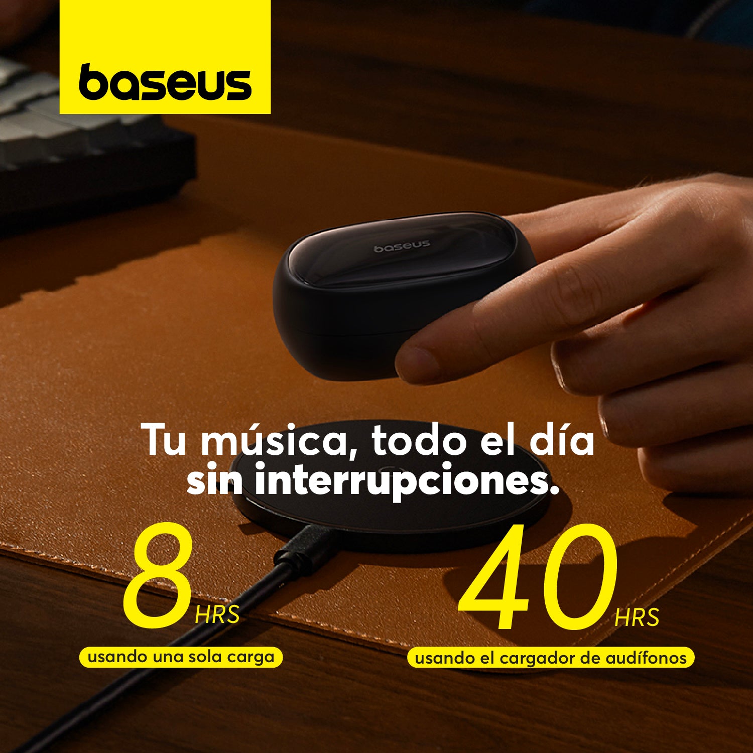 Baseus Bowie MA20 Pro Wireless Headphones with Active Noise Cancellation (ANC) - Black | Perfect for Travel, Workouts & Office Use