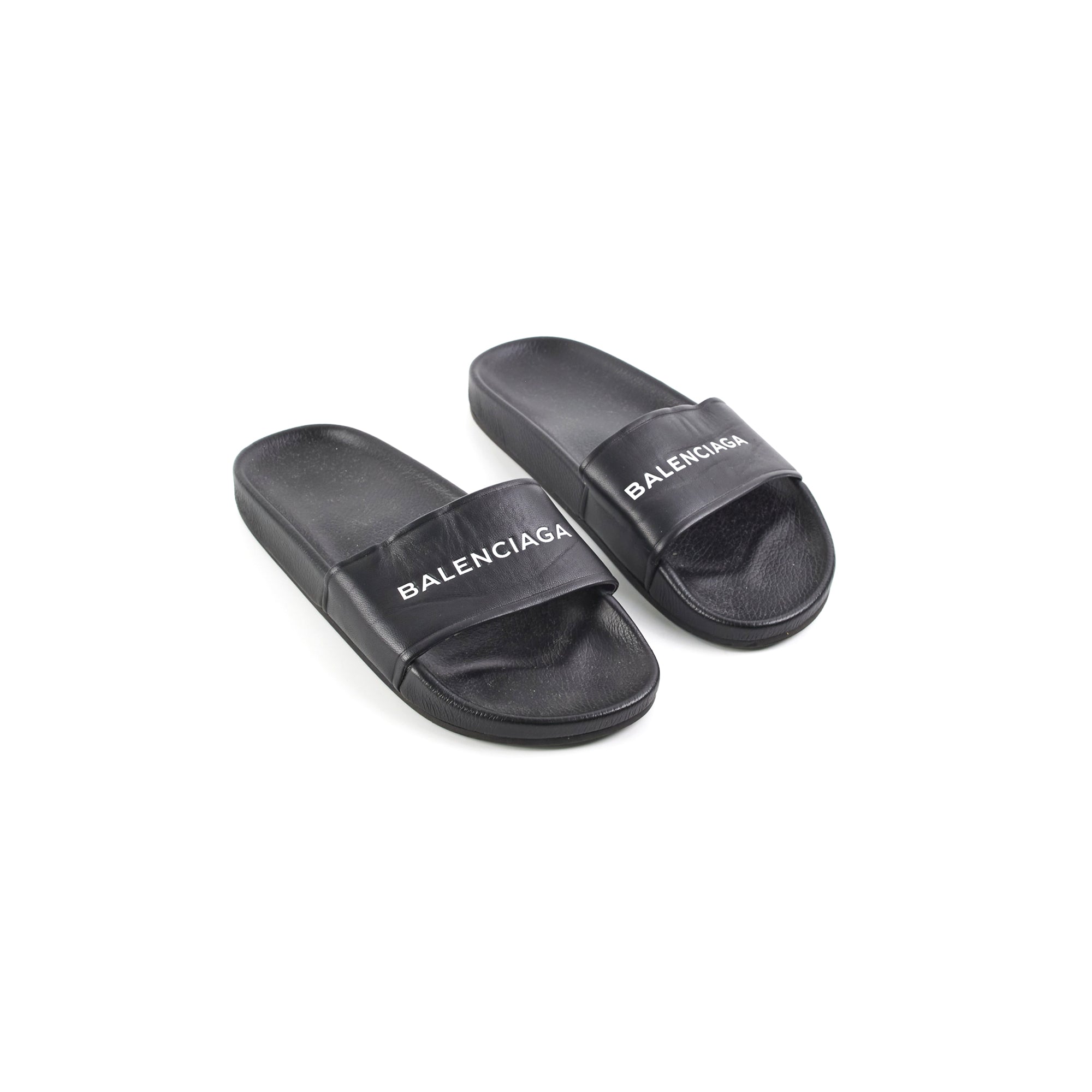 Balenciaga Classic Logo Leather Slide Sandals - Women's Size 38 | Luxury Designer House Slippers for Home, Pool & Beach Wear