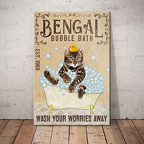 1000 Piece Wooden Jigsaw Puzzle - Bengal Cat Bubble Bath Farmhouse Theme - Educational Puzzle Game for Adults & Kids - Perfect Gift for Family Game Night & Cognitive Development
