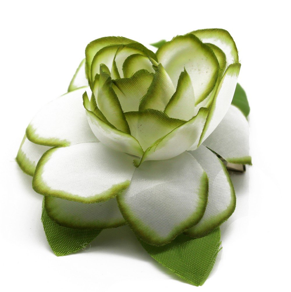 Hawaii Luau Party Artificial Fabric Gardenia Hair Clips for Women - Tropical Flower Hair Accessories for Summer Beach, Wedding, and Hawaiian Theme Parties