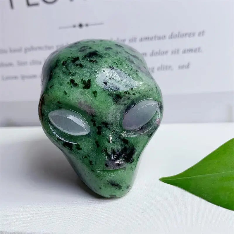 2 Inch Natural Ruby in Zoisite Alien Skull Crystal Carving - Healing Energy Stone for Meditation, Reiki & Home Decor - Unique Christmas Gift (1PC)