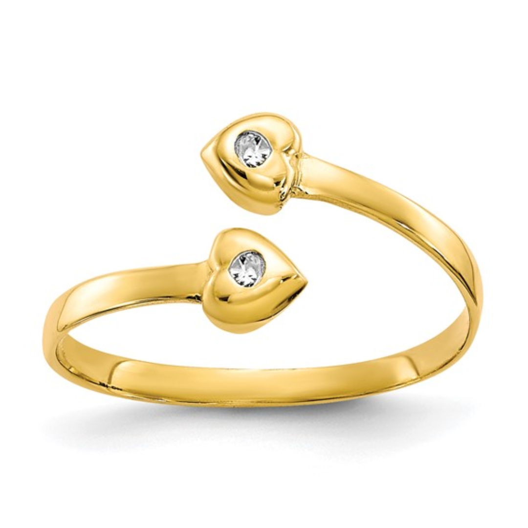 10K Yellow Gold CZ Toe Rings for Women - Elegant & Comfortable Foot Jewelry for Beach, Summer & Pedicure Days