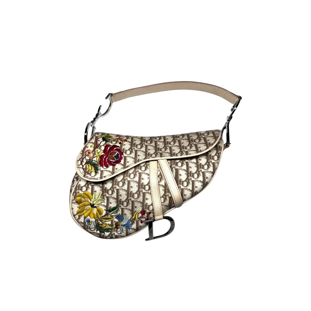 Vintage Dior Embroidered Diorissimo Saddle Bag - Luxury Crossbody Purse for Women, Fashion Accessory for Parties & Date Nights