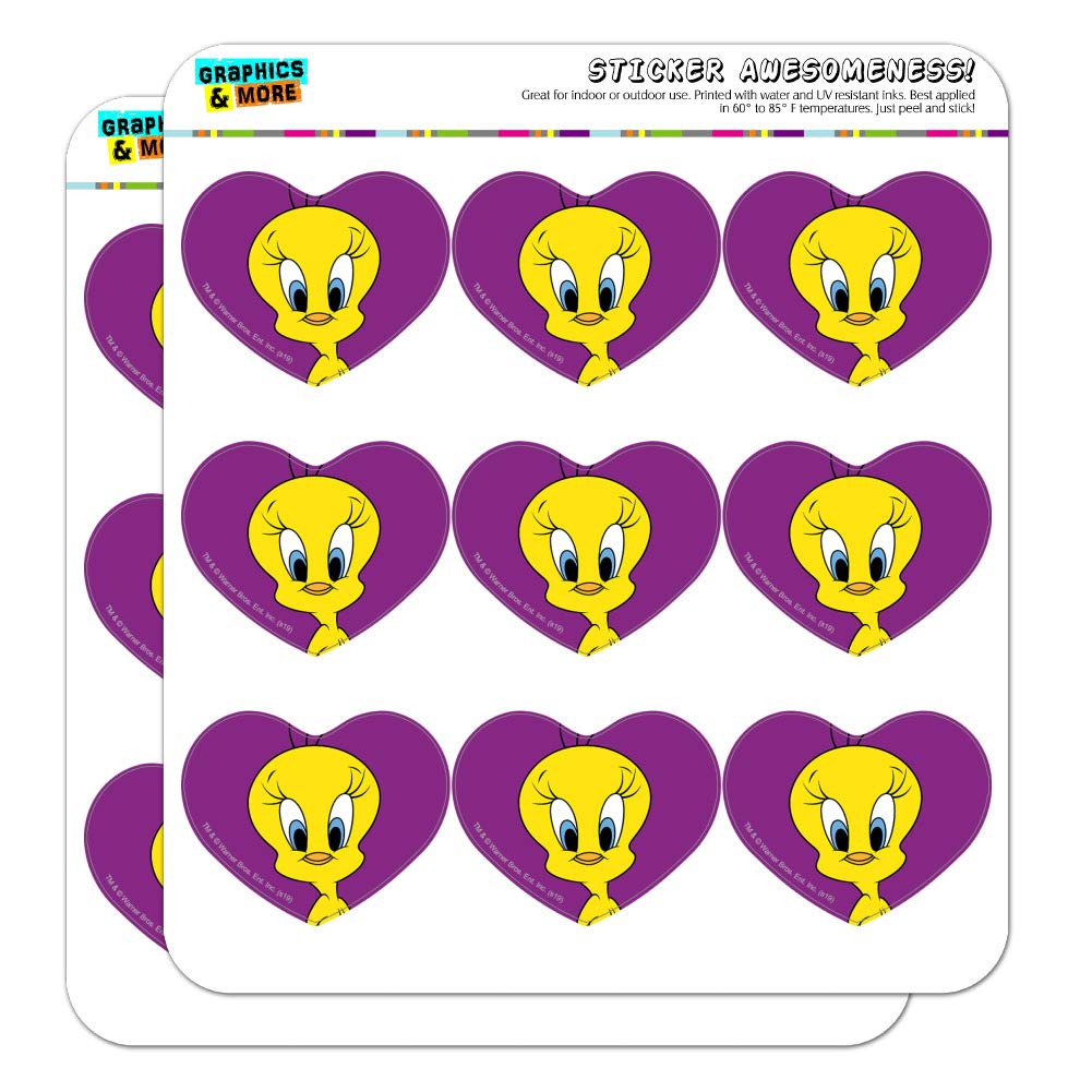 Looney Tunes Tweety Bird Heart Shaped Planner Stickers - Cute Cartoon Scrapbook Decals for Bullet Journals, DIY Crafts & School Supplies - Perfect for Scrapbooking, Gift Wrapping & Planner Decorations