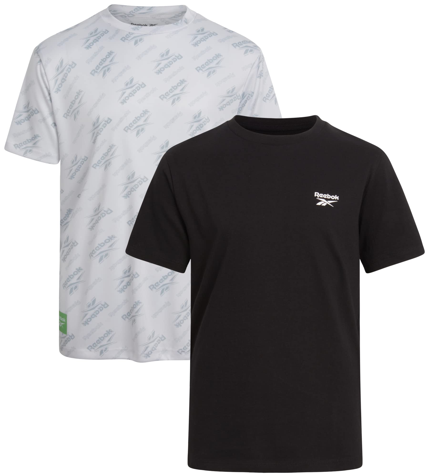 Reebok Boys' Dry Fit Performance T-Shirt 2 Pack - Moisture Wicking Active Athletic Shirts for Kids Sports & Play (Sizes 8-20) - Perfect for Soccer, Basketball, Running & Gym Class