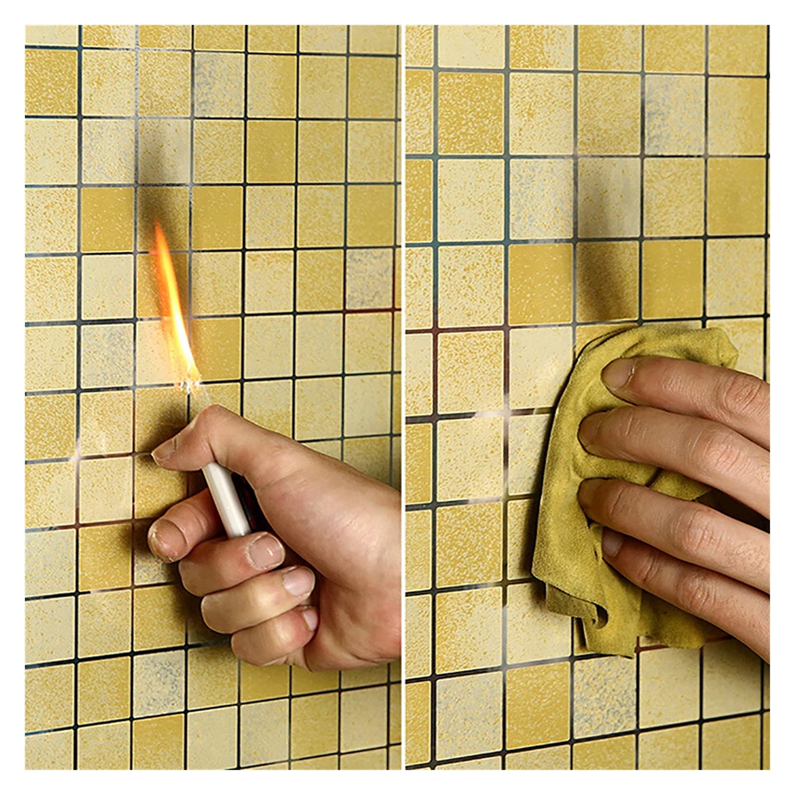 Oil-Resistant Kitchen Wall Stickers - Waterproof Self-Adhesive Mosaic Tile Decals for Kitchen & Bathroom (Blue/Orange) - Perfect for Backsplash, Countertop Protection & Home Decor Upgrade