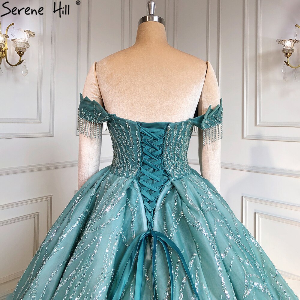 Serene Hill Mint Luxury Beaded Tassel Wedding Dresses 2025 | High-End Lace Up Bridal Gown HM67411 | Custom Made for Elegant Weddings & Formal Events