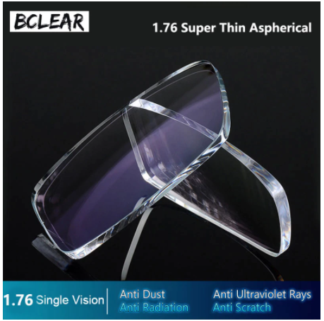 BCLEAR 1.76 Ultra Thin High Index Aspherical Lenses - Clear Vision for Myopia & Presbyopia - Perfect for Reading, Driving & Computer Work