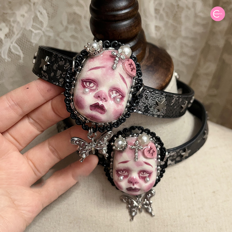 Gothic Dark Doll Choker Necklace - 23