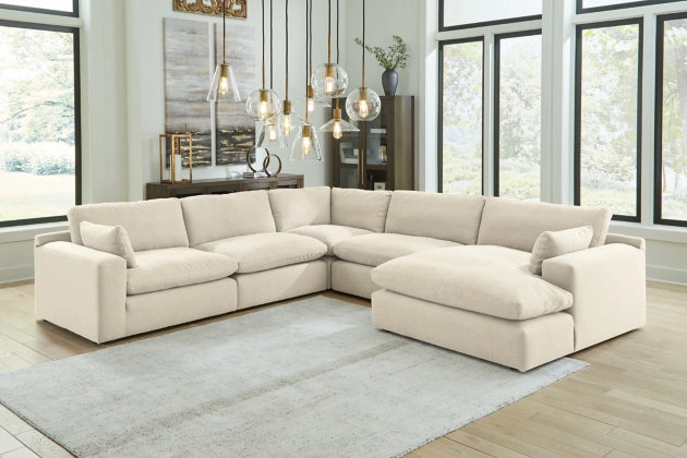 Elyza 5-Piece Sectional Sofa with Right-Hand Facing Chaise in Premium Linen Fabric - Perfect for Living Room, Family Room & Home Theater Comfort