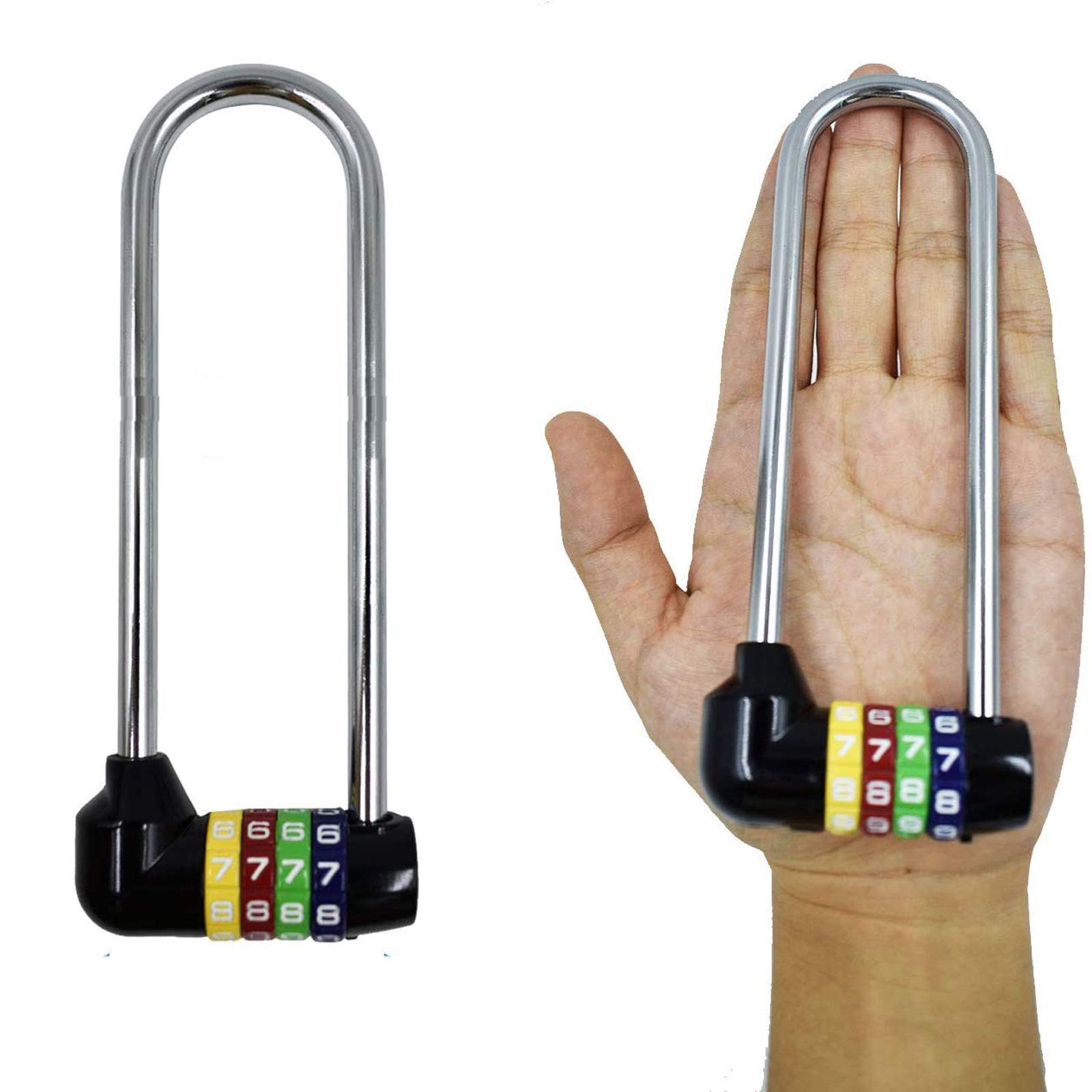 5 Inch (12.5cm) Long Shackle Beam Gym Locker Lock - 4 Digit Combination Padlock for Cabinet, Bike, School, Gym, Sports Locker, Fence & Toolbox - Durable Security Lock for Storage Boxes, Cases & Hasp - Perfect for Home, Office & Outdoor Use
