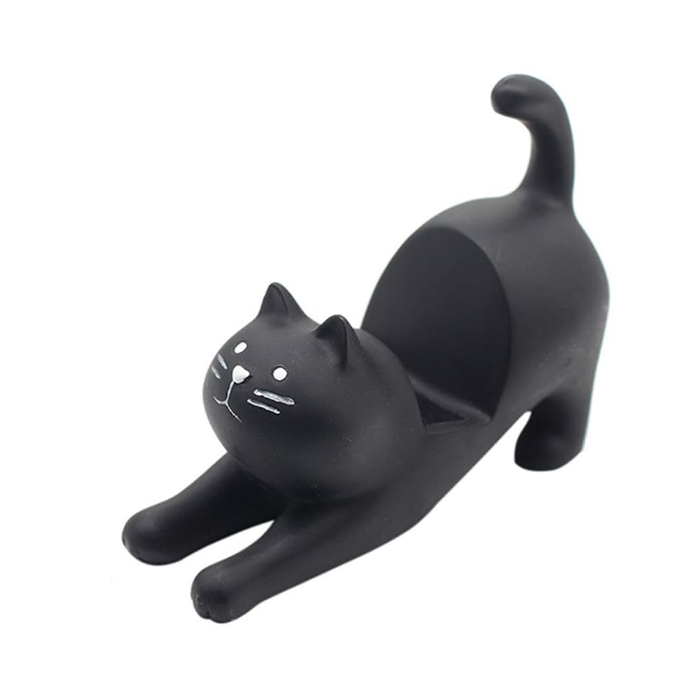Leadigol Mini Cat Shape Resin Phone Stand - 3D Cartoon Animal Desk Accessory for iPhone & Android | Portable Desktop Organizer & Cute Home Decor | Perfect for Office, Bedroom, and Gift Giving
