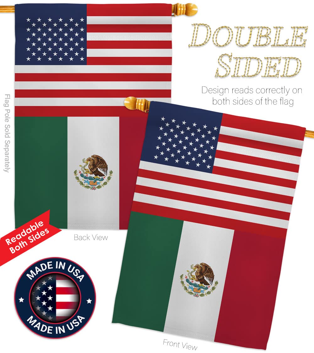 Americana Home & Garden Mexico-US Friendship House Flag - Double-Sided Decorative Banner for Yard, Garden & Patio - Made in USA - Perfect for International Country Pride & Regional Decor