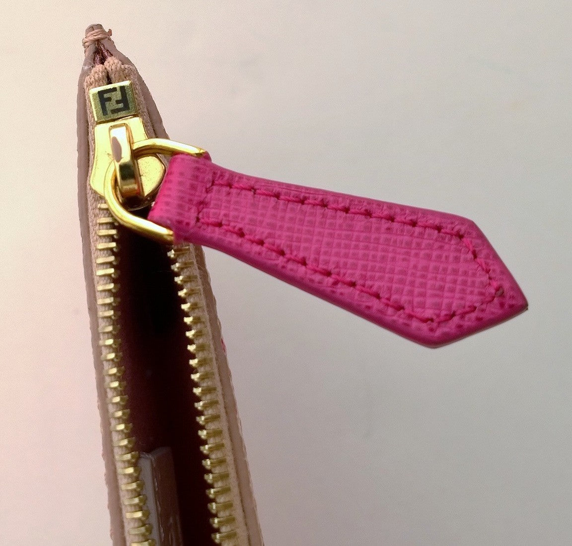 Fendi Qutweet Pink Leather Coin Purse & Card Holder with Keychain - Perfect for Women's Wallet Organizer, Gift for Her, Everyday Essentials & Travel Accessories