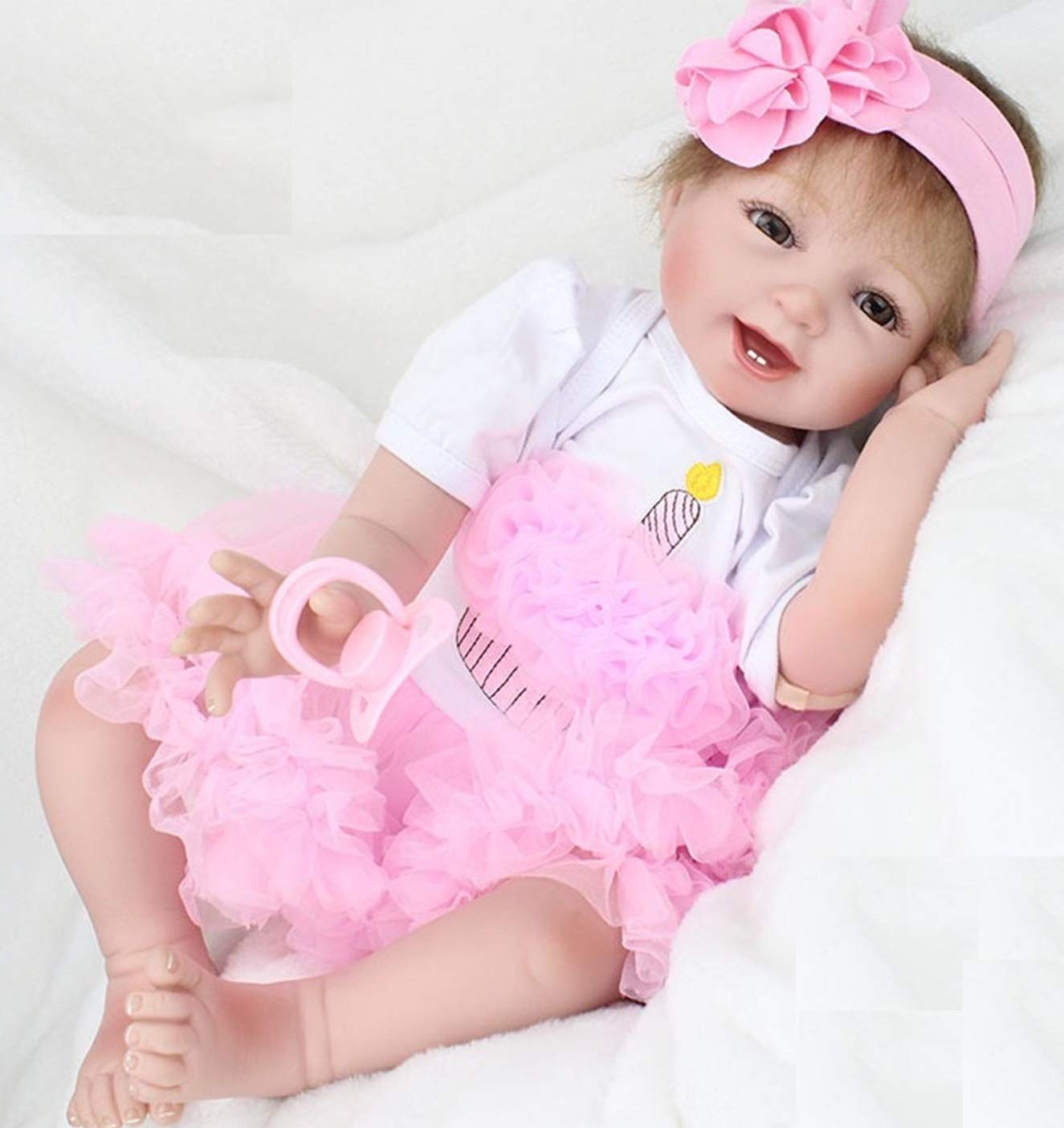 22-23 Inch Reborn Baby Doll Clothes & Shoes Outfit Set for 55cm Newborn Girl Dolls | Realistic Baby Doll Wardrobe & Dress Up Play