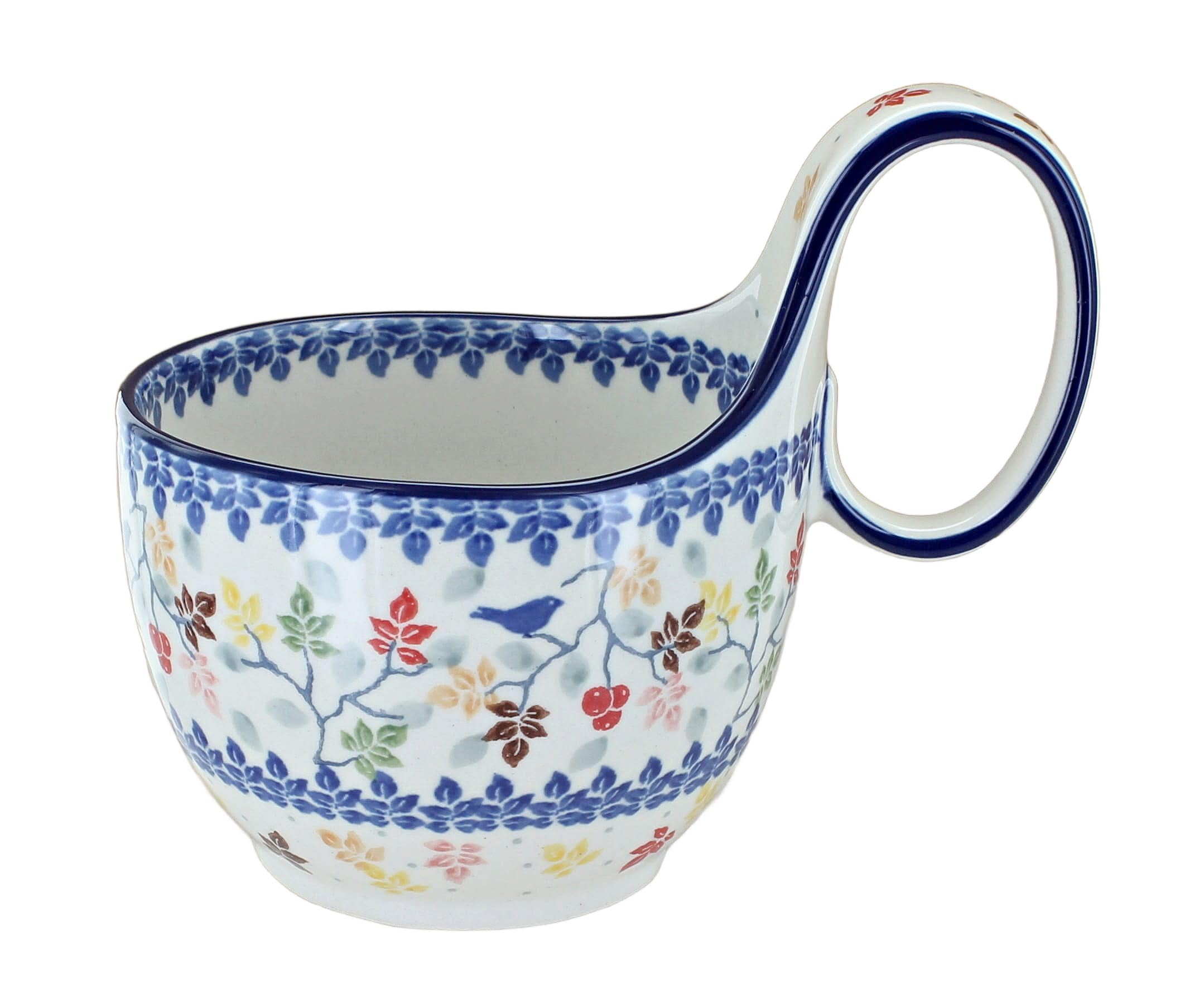 Blue Rose Polish Pottery Autumn Grove Soup Mug - Handcrafted Ceramic Coffee Cup for Tea, Soup & Hot Drinks - Perfect for Cozy Fall Mornings & Winter Evenings