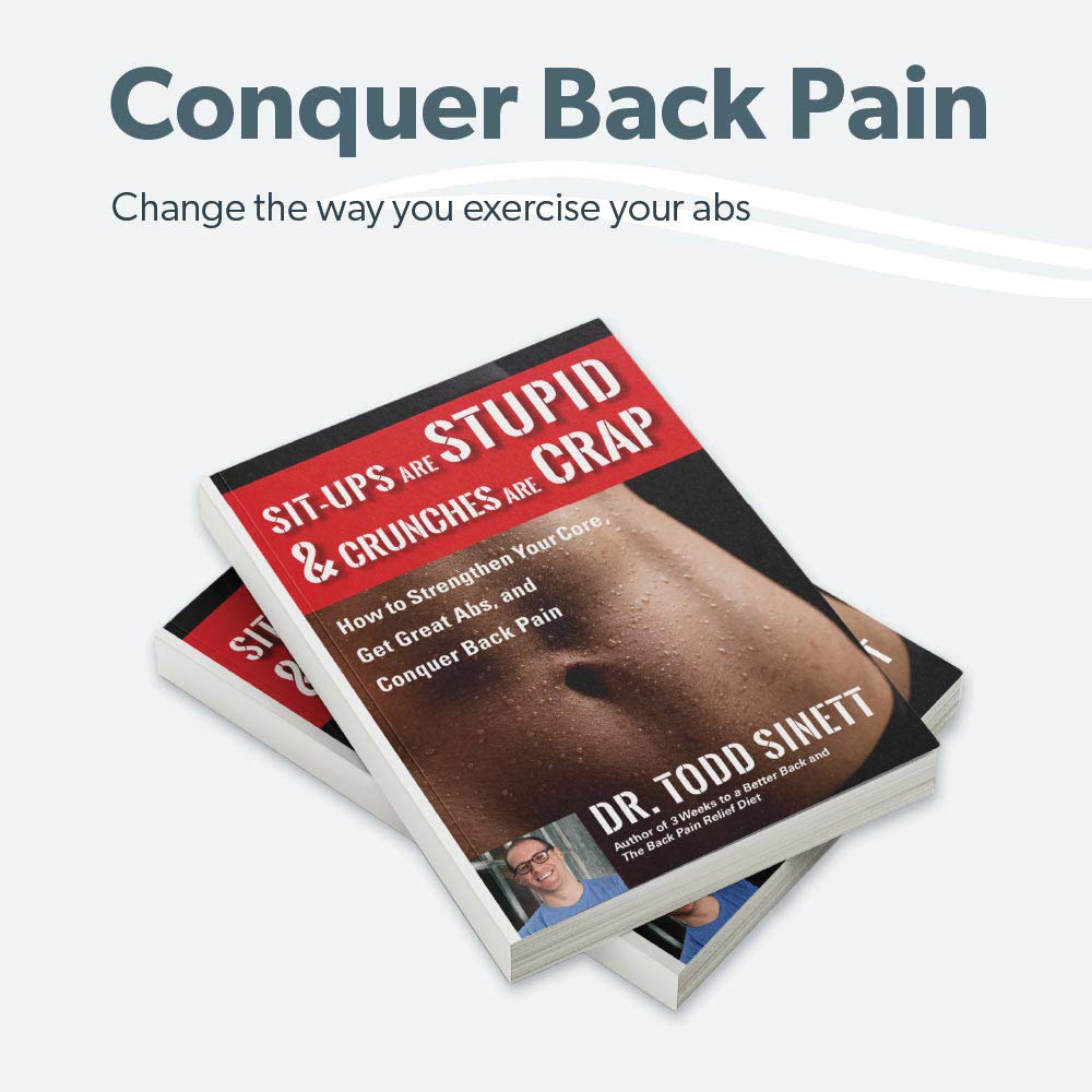 Grey Sit-Ups Are Stupid & Crunches Are Crap Book - Back Stretcher for Lumbar Support, Spine Alignment & Pain Relief by Dr. Todd Sinett | Perfect for Home Office, Yoga & Post-Workout Recovery