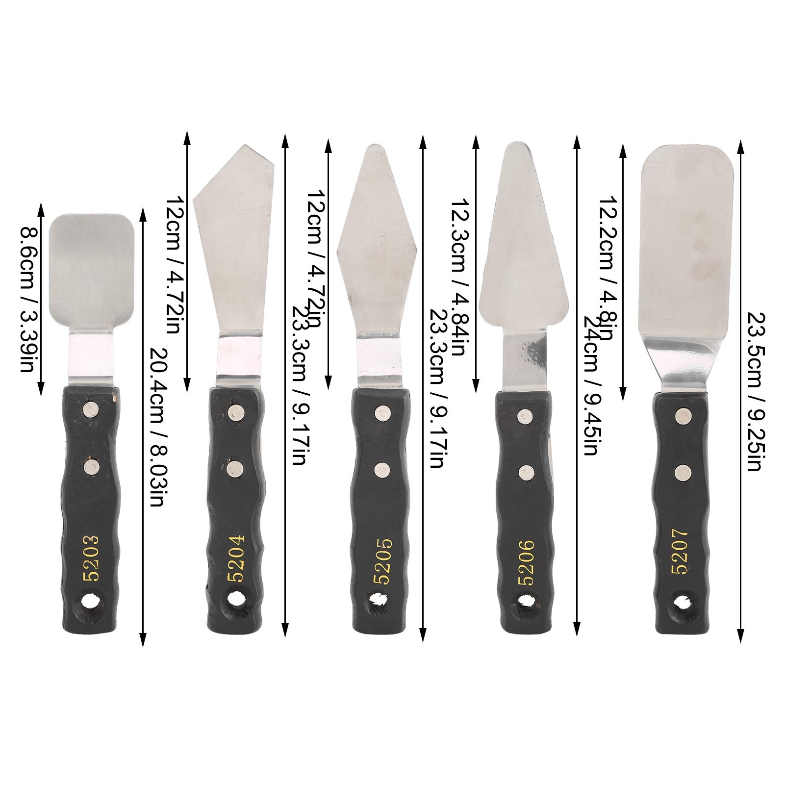 5-Piece Stainless Steel Palette Knives Set with Black Wood Handle - Artist Painting Tools for Oil & Acrylic - Perfect for Students & Professional Artists - Ideal for Canvas Painting, Color Mixing & Texture Creation