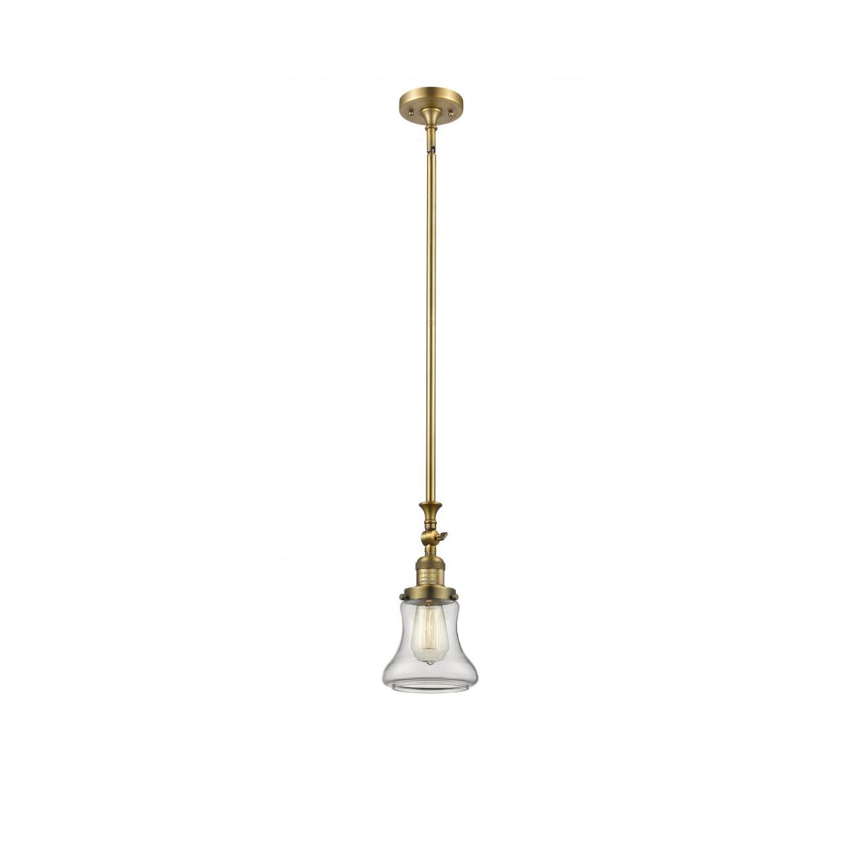 Vintage Dimmable LED Mini Pendant Light - Brushed Brass Finish, 1-Light Hanging Fixture for Kitchen Island, Dining Room & Bar Counter Lighting | Energy Efficient Modern Chandelier